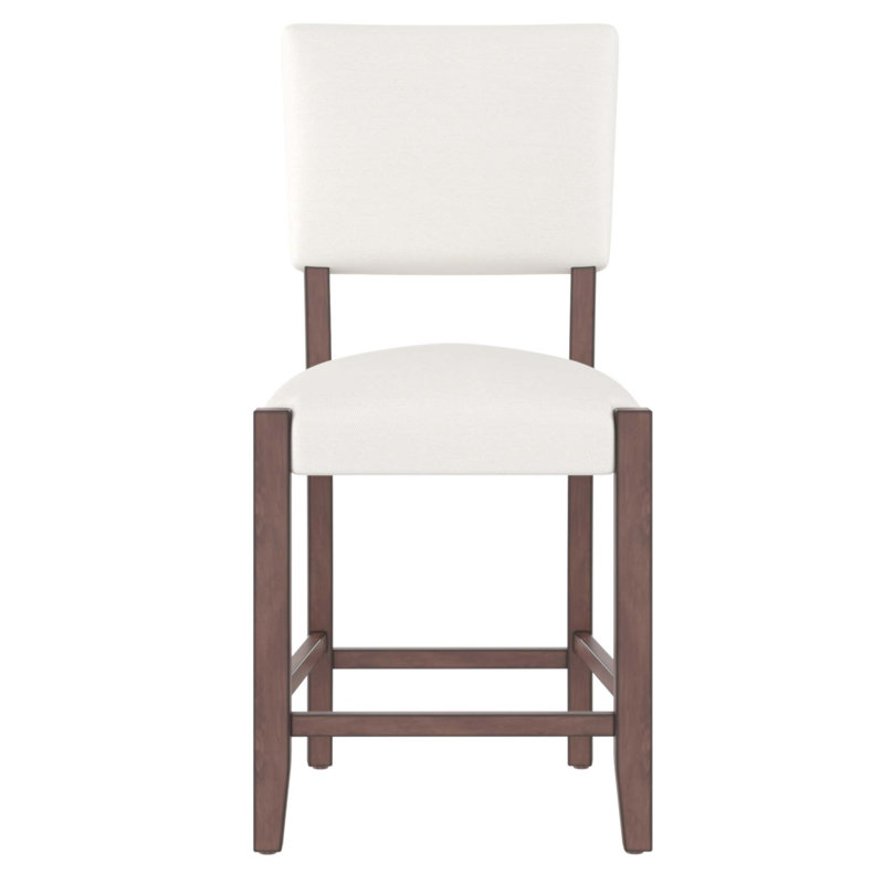 Ensemble de 4 tabourets de bar Mid-Century modernes en lin rembourrés avec des pieds en bois massif pour la cuisine et la salle à manger