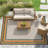Coastal Border Ivory/Multi Indoor/Outdoor High-Low Area Rug-689174099-689174109