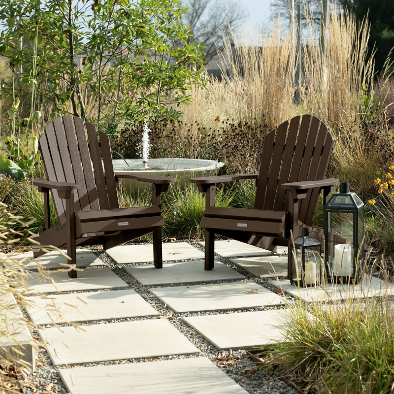 Anette Outdoor Adirondack Set, Weathered Acorn