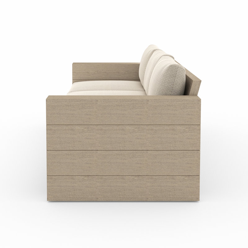 Tsubaki 96" Wide Patio Sofa, Washed Brown, Charcoal Polypropylene/Olefin