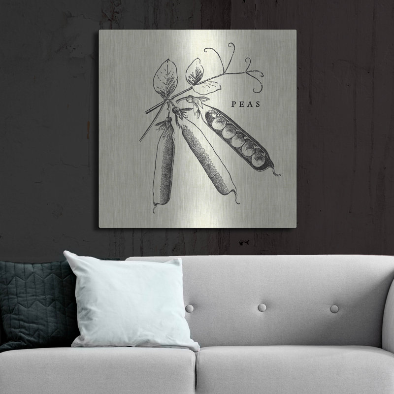 «Linen Légumes BW Esquisse Pois» par Studio Mousseau, H 36 po x l 36 po