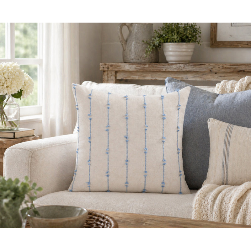 Coussin décoratif Sky Sky Stitch Line avec insert 18 "X 18", Simple, Carré 18 po