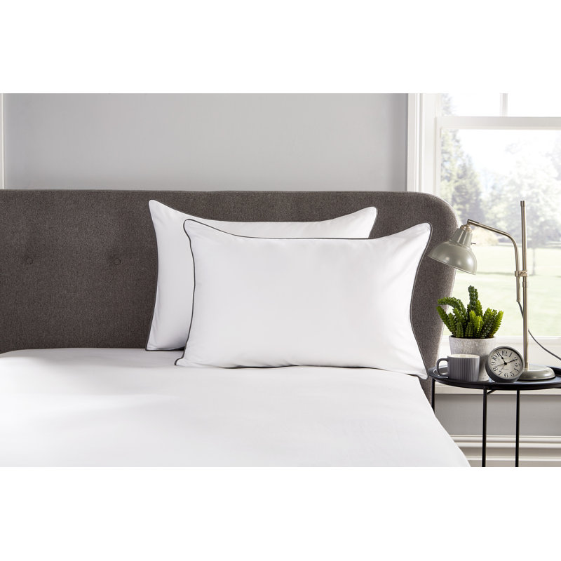 Budding Cotton Solid Colour Duvet Cover Set with Pillowcases, Super King - 2 Standard Pillowcases, White/Grey
