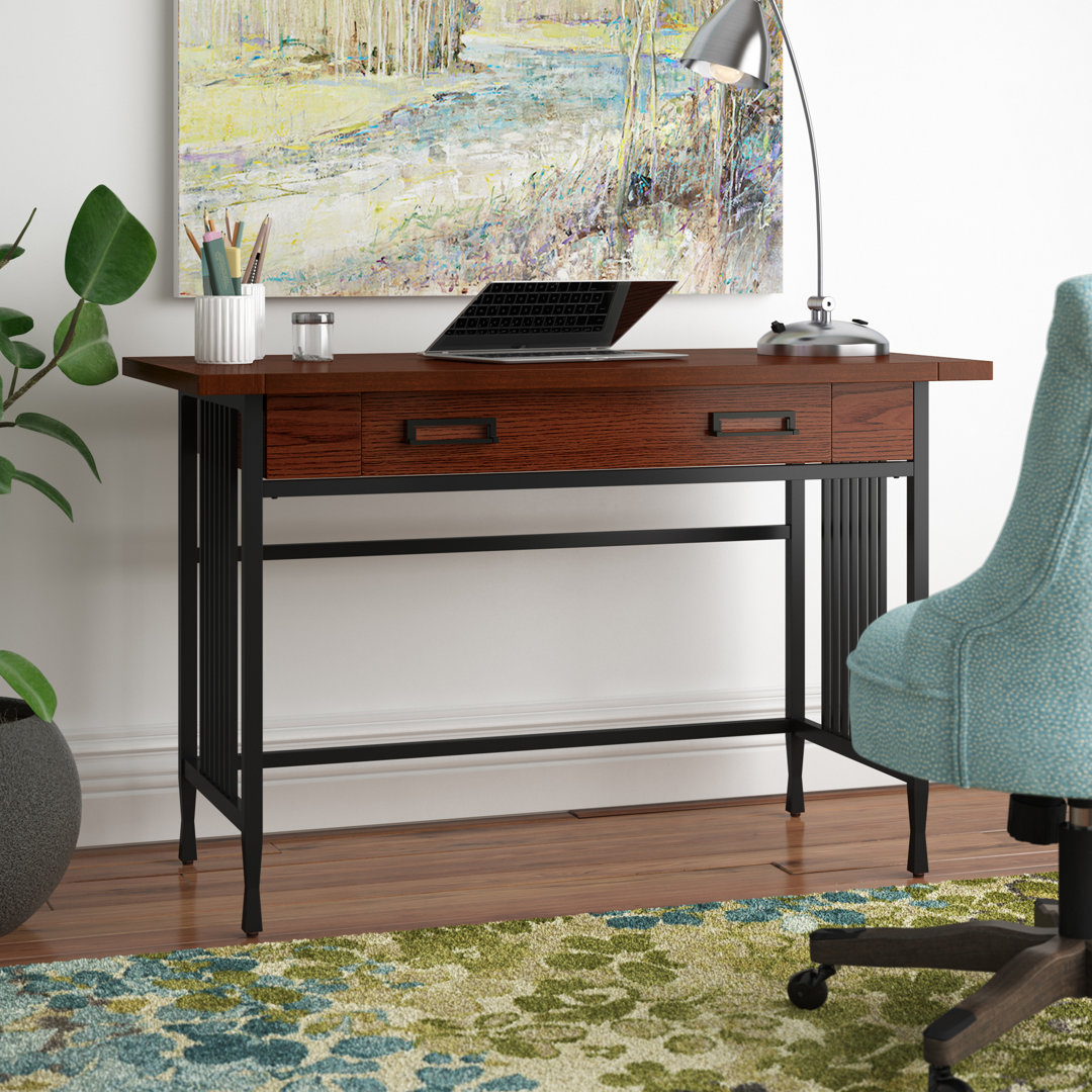 Ironcraft Solid + Manufactured Wood Computer Desk inBurnished Oak Alcott Hill®