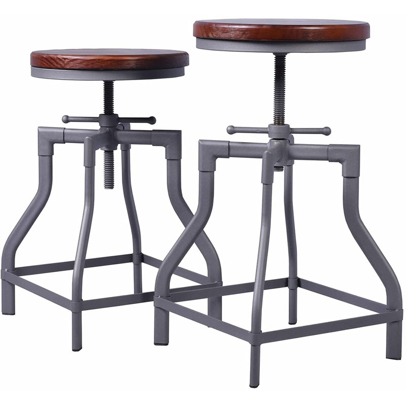 Tabouret pivotant en bois massif à hauteur réglable