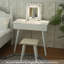 Table de coiffeuse avec miroir en bois blanc laiteux et éclairage à DEL, bureau de maquillage pour la salle de bain, miroir de 3 modes de rangement spacieux et efficace