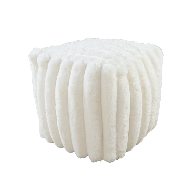 Magnuson Ultra Soft Ribbed Faux Fur Indoor Pouf, Cream