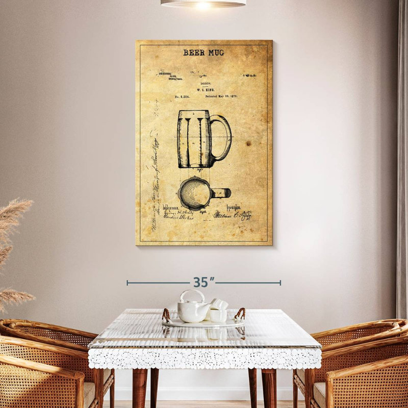 " Beer Mug Patent " by Patent Hunter, 48" H x 32" W x 1.25" D
