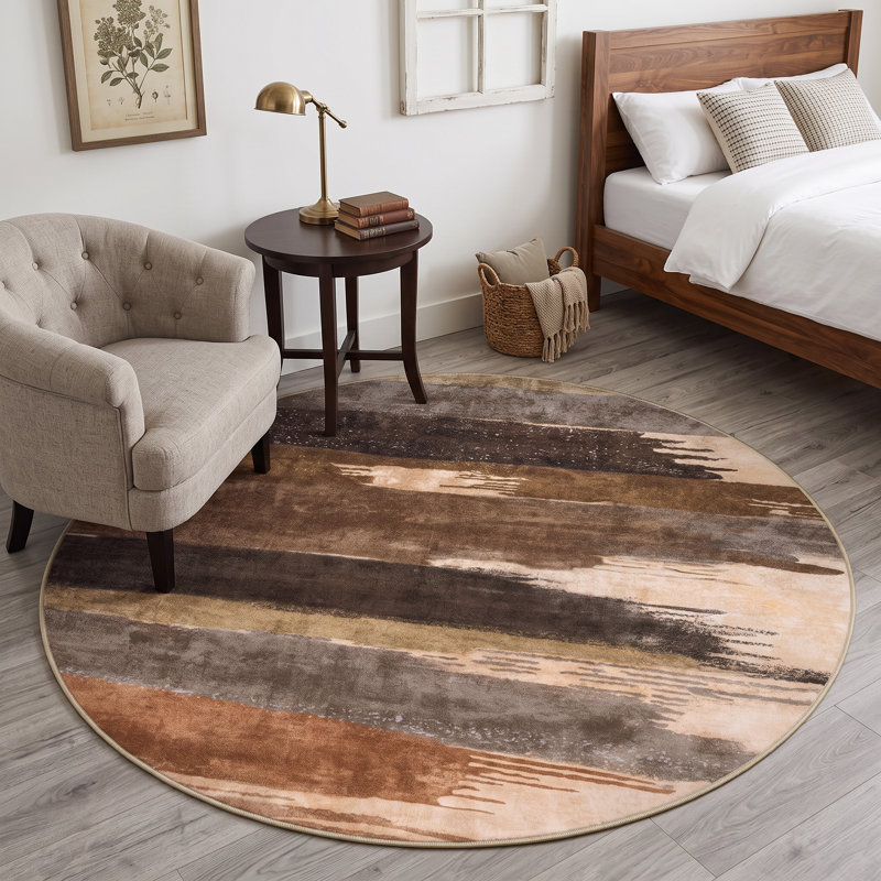 Tapis rond moderne et performant, lavable à la machine, à poils courts, sans peluches, inodore et antidérapant, idéal pour le salon, la chambre et la salle à manger.