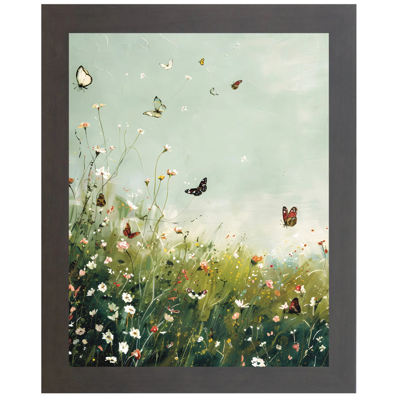 "Butterfly Butterflies", art floral encadré, H 16 po x l 13 po