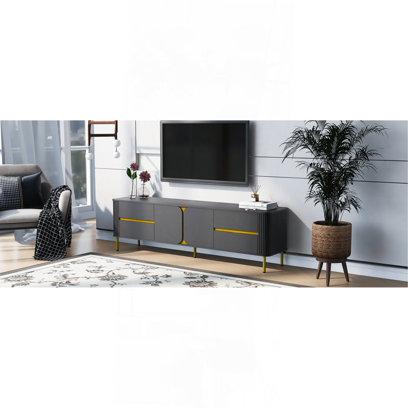 Meuble télé polyvalent pour téléviseur de 80 po ou moins, alliant style et fonctionnalité.