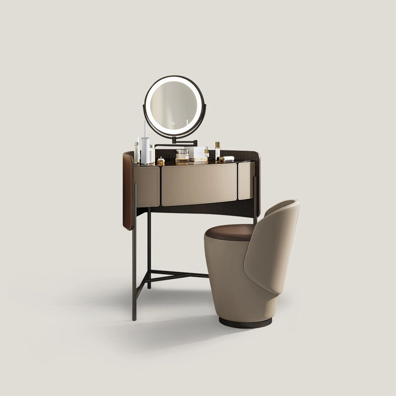 Ensemble de coiffeuse de coin triangulaire avec tiroirs de rangement