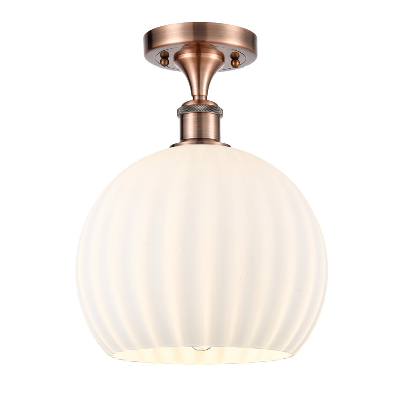 Plafonnier semi-encastré 1 lumière Ballston - Adriao, H 13 po x l 10 po x P 10 po, Cuivre antique