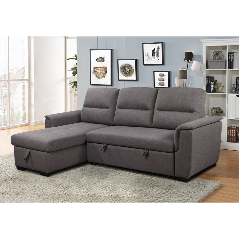 Upholstered L-Shaped Sectional Reversible, Gray 100% Polyester