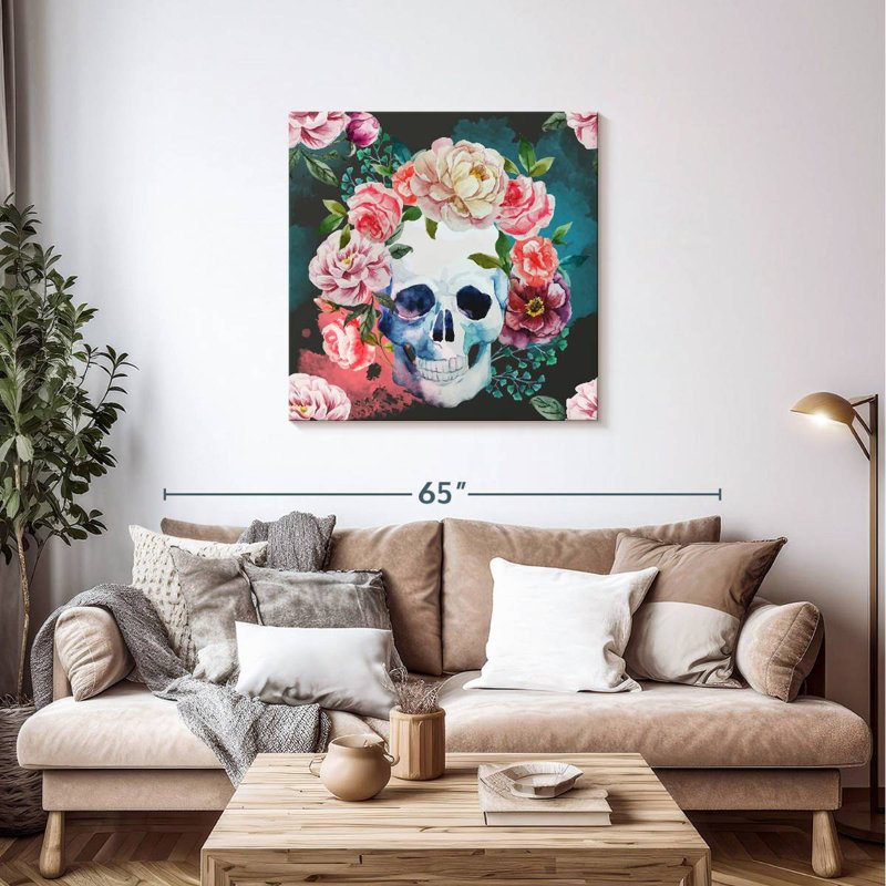 Kerner Floral Skull, 36" H x 36" W