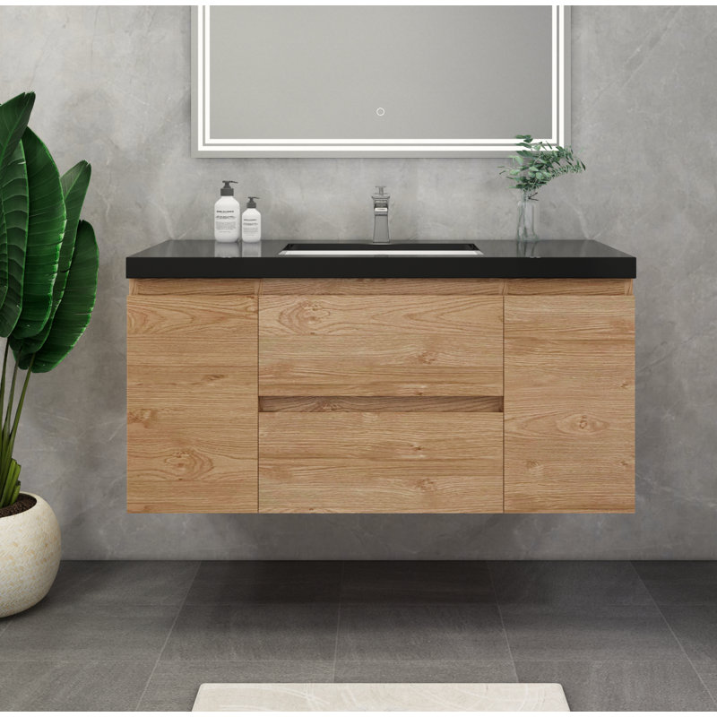 Castin 48" Wall-Mounted Single Bathroom Vanity Set, England Oak