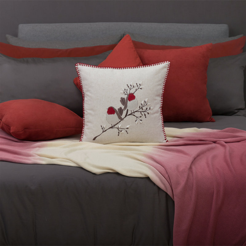 Christmas Decorative Throw Pillow Cover Embroidered Pillowcase 18x18 Inch