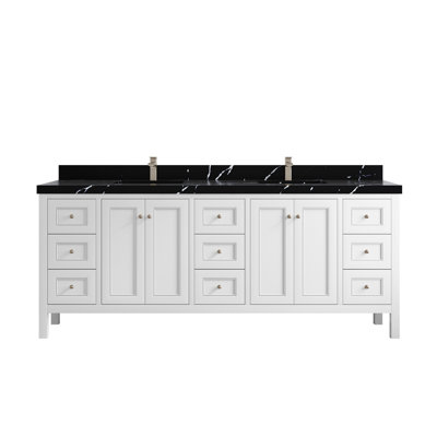Nashville 84 In. W X 22 In. D Double Sink Bathroom Vanity In Alabaster With 2 In.