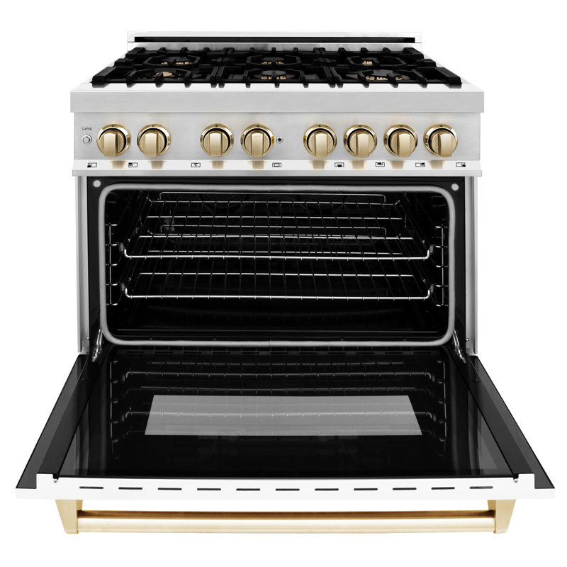 ZLINE Autograph 36" Legacy Dual Fuel Range w/ 6 Burners, Gold Stainless Steel 