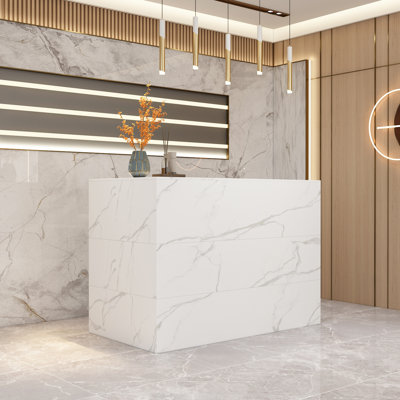 L-Shaped Solid + Manufactured Wood Reception Desk