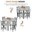 Ensemble de table de salle à manger 4 pièces à hauteur de bar ronde, plateau de table en faux marbre blanc avec structure en métal noir, 4 tabourets de bar recouverts de velours, ensemble de table bistro peu encombrant pour petit coin-repas-2058388649-2058388651