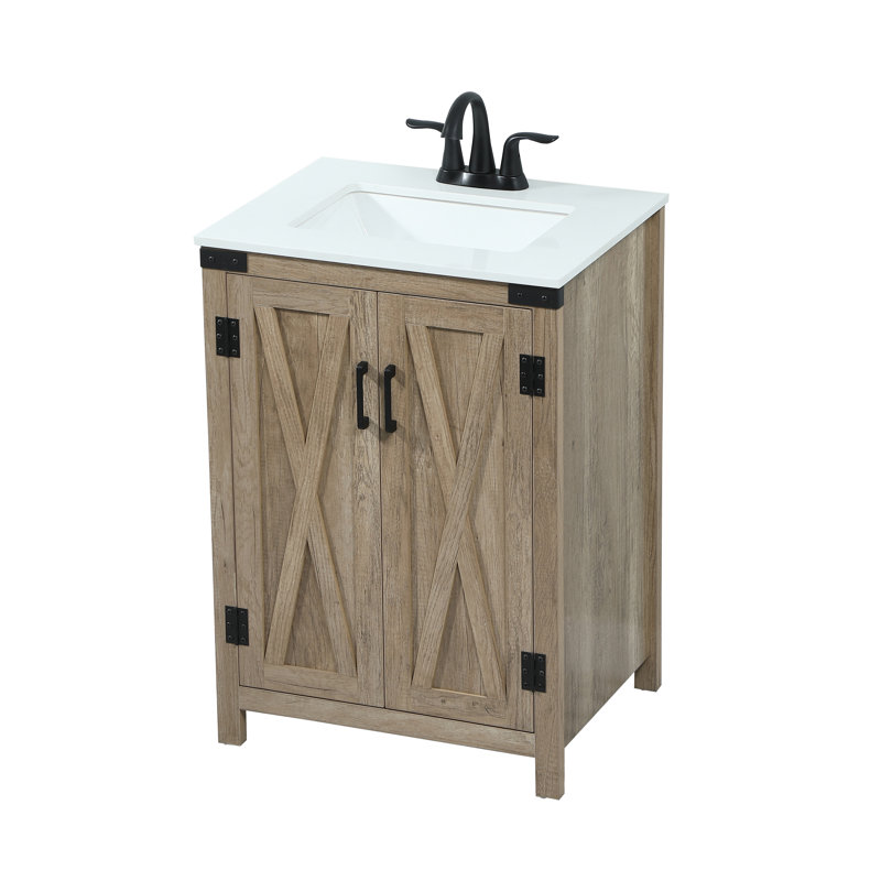 Ensemble de meuble-lavabo simple 24 po Slayton, Teck naturel