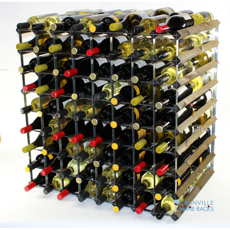 144 Bottle Floor Wine Bottle Rack, Dark Oak Stained Pine