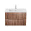 Ensemble de meuble-lavabo mural 30 po avec lavabo à fixation murale, avec lavabo en céramique, robinet et bonde escamotable à finition noyer 30 po-12326074