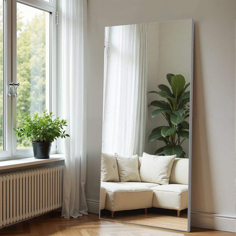Miroir pleine grandeur Barnab, Argent argent, 70 po x 30 po