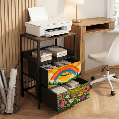 Table de chevet 2 tiroirs avec station de charge, table de chevet pour chambre avec ports USB et amp; Table de chevet noire Outlets Outlet