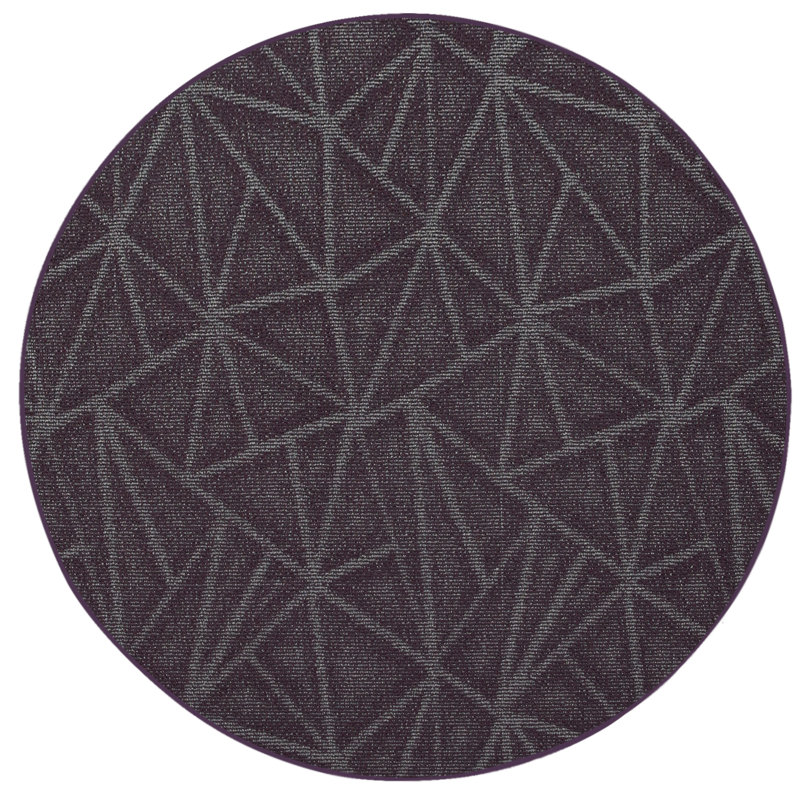 Tapis mauve en nylon tissé à la machine Bowersox, Rond 3 pi