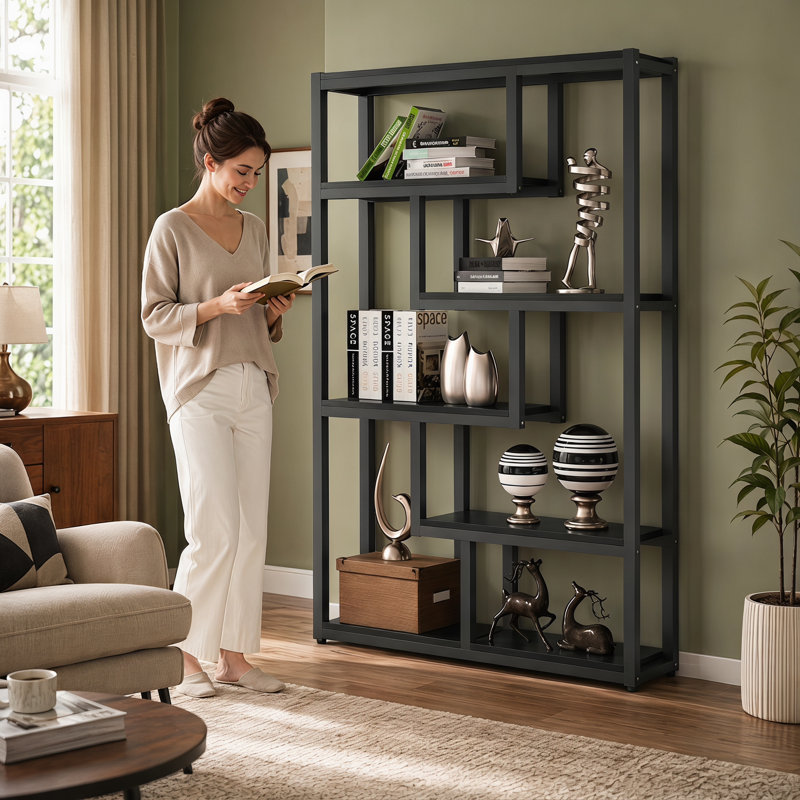 Elex Geometric Bookcase, Black