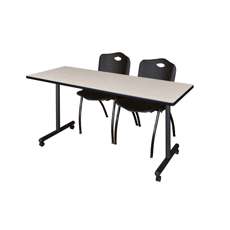 Table de formation mobile Nicklo, chaises empilables 2 M, Noir, Érable, H 29 po x L 84 po x l 24 po