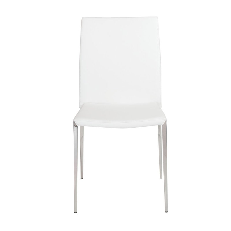 Parlex Faux Leather Upholstered Side Chair, White Faux Leather
