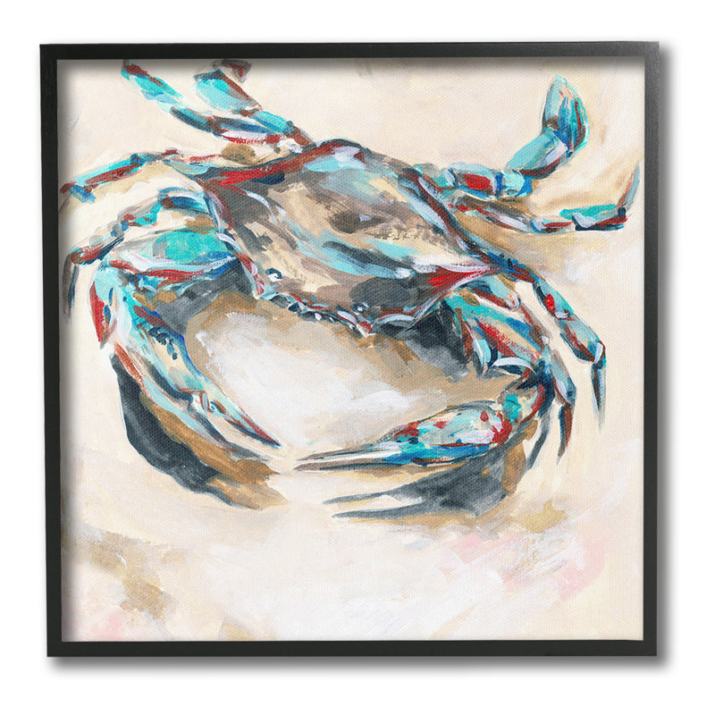 "Cadre de photo crabe nautique abstrait" par Melissa Wang sur toile, Giclée encadrée noir minuit, H 12 po x l 12 po