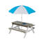 Table de jeu extérieure de 31 pi - Pique-nique en bois, sable et eau avec parasol amovible pour la cour
