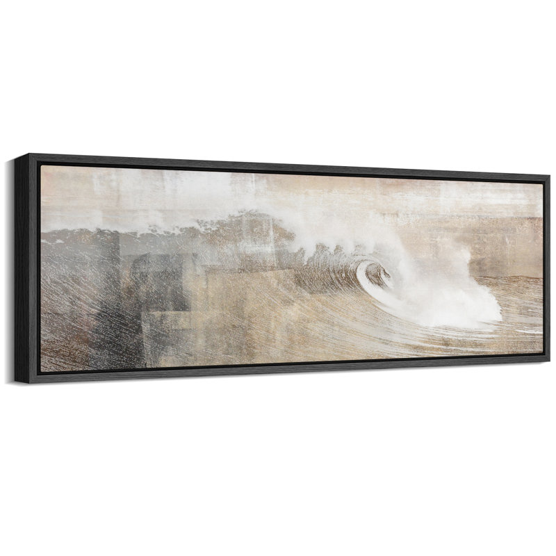 Abstrait vague océanique dans des tons neutres, art moderne, H 20 po x l 60 po, Noir, noir, noir, noir