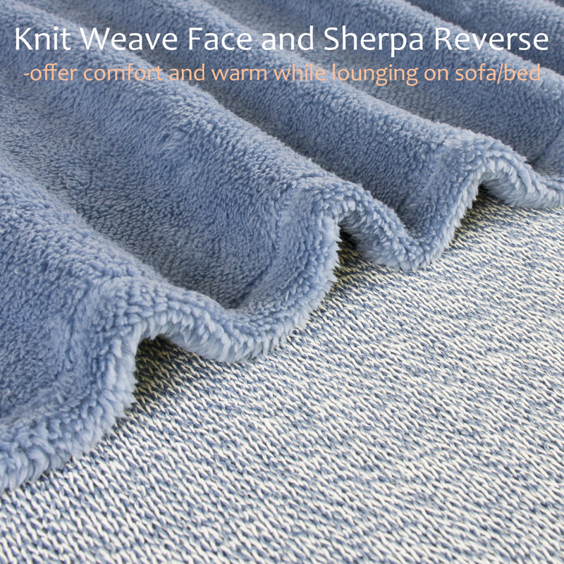 Catalonia Blue Reversible Sherpa Fleece Throw Blanket 50x60 Inches