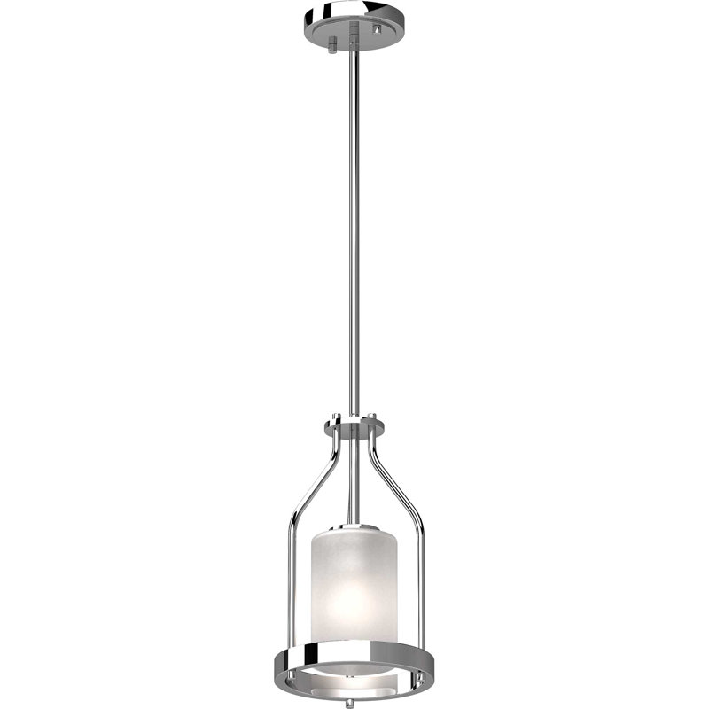 Mini-luminaire suspendu d'intérieur 1 lumière avec abat-jour cylindrique en verre givré Melini
