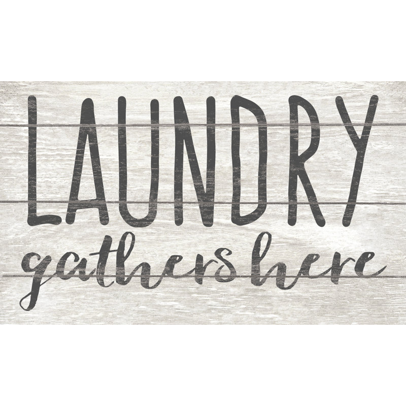 Laundry Gathers - Textual Art Print, 20 cm H x 30 cm W, Black Floater Framed