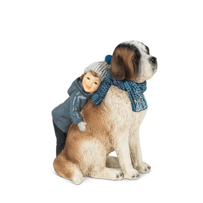 Figurine Saint-Bernard d’hiver pour garçon étreinte delayni