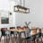 Brown 6-Light Dimmable Kitchen Island Rectangle Chandelier Lighting Fixture