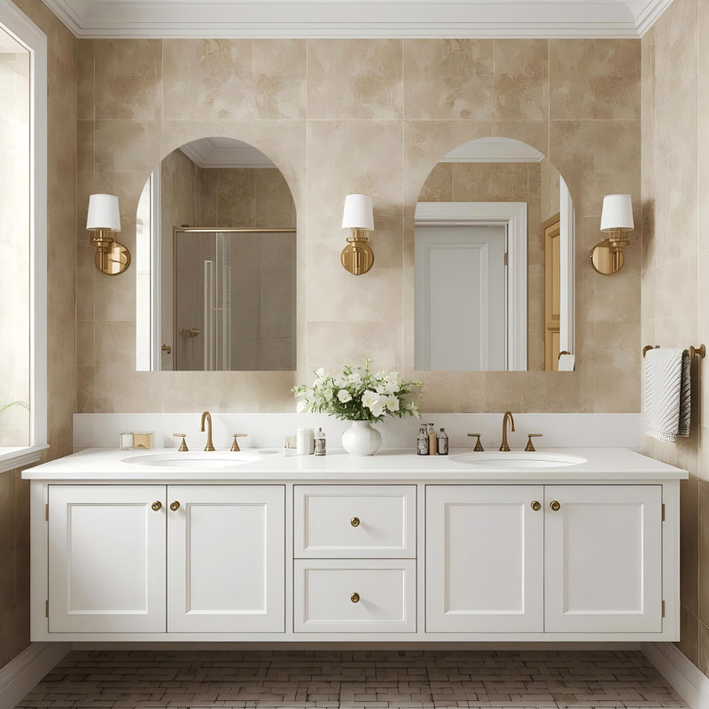 Pre-Assembled Arch Bathroom Storage Cabinet - Medicine Cabinet with Mirror - Wall Mirror Cabinet, White