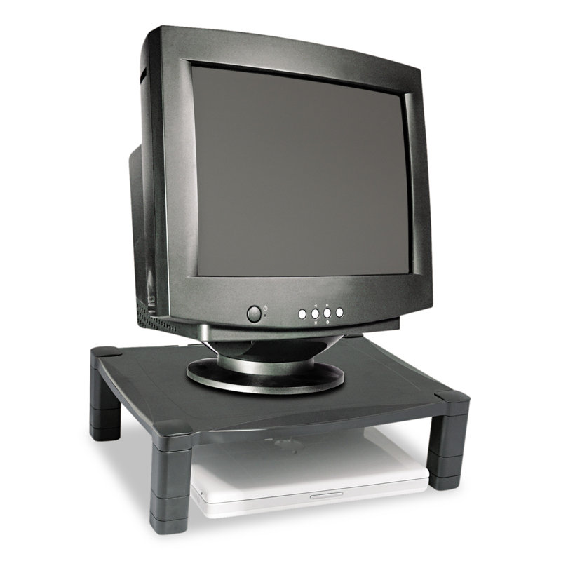 Black Adjustable Height Monitor Stand with Cable Management
