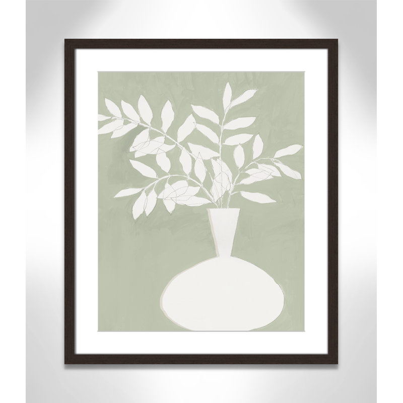 «Sage Vase II» par Aria K, Noyer à grain ouvert, 21.5'' W x 25.5'' H, Matted Print