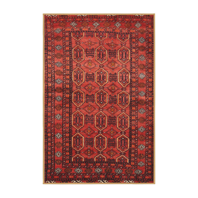 Tapis oriental multicolore tissé à la machine Oriental, Rectangle 7 pi x 9 pi