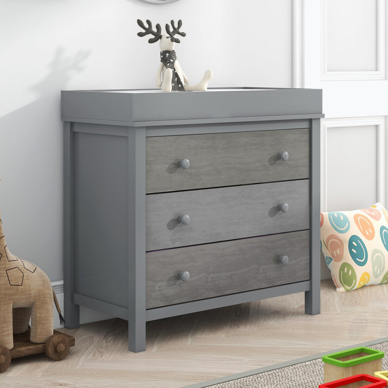 Commode 3 tiroirs, gris