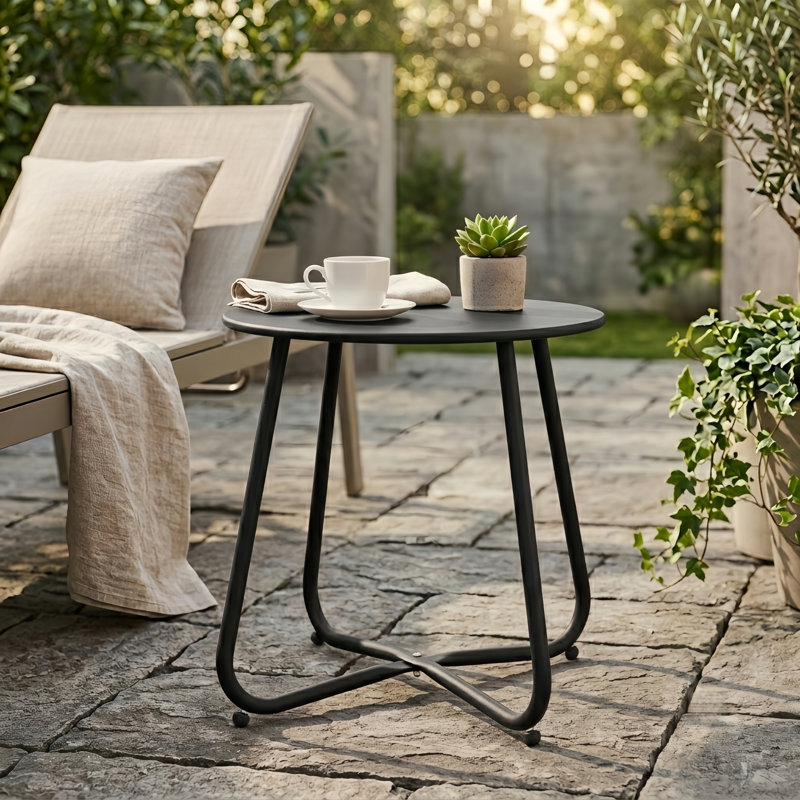 Table d'appoint d'extérieur en métal, Black
