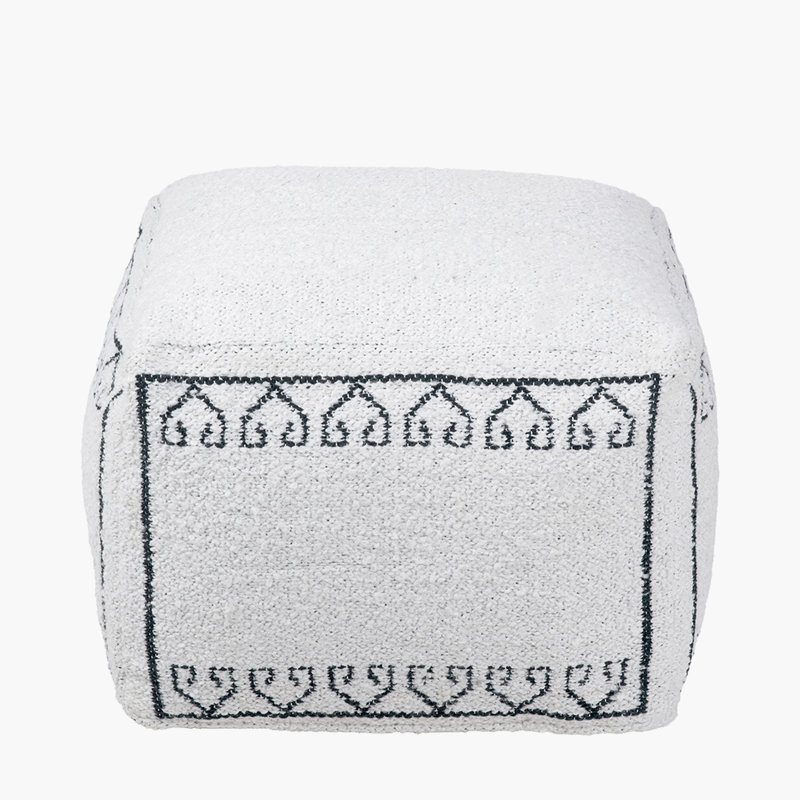 Greek Key Upholstered Outdoor Ottoman