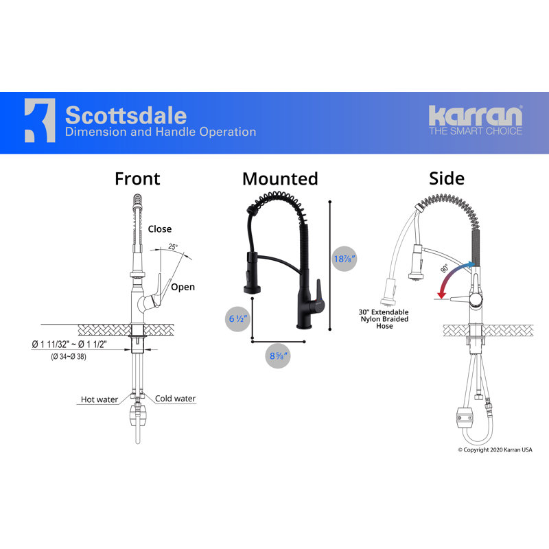 Évier de cuisine à tablier de ferme à tablier simple avec robinet KKF210 34 po x 21 1/4 po Karran Quartz, Noir mat, Noir mat